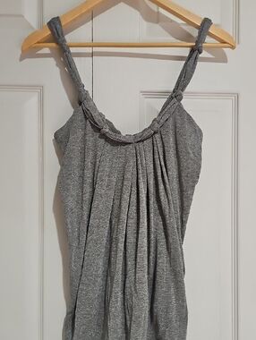✨ Symmetry Silver Metallic Tank Top – Shimmer Knit, Size S